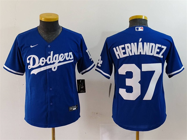 Youth Los Angeles Dodgers #37 Teoscar Hernández Blue Stitched Baseball Jersey Youth Los Angeles Dodgers #37 Teoscar Hernández Blue Stitched Baseball Jersey